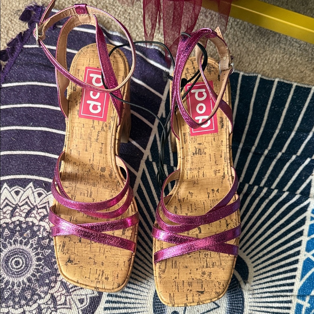 Pop Metallic Pink Strappy Sandals
